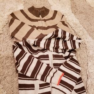 2 Brown Zipper Sweaters
